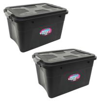 Kit 2 Caixas Organizadoras Multiuso Empilháveis C/ Tampa 30L