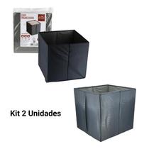 Kit 2 Caixas Organizadoras Para Brinquedos, Guarda Roupas Tnt 31 X 34 X 33Cm Cor Cinza - Caixa Organizadora Multiuso