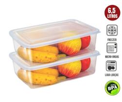 Kit 2 Caixas Organizadoras Potes Herméticos Jogo de Vasilhas Porta Mantimentos Geladeira Multiuso