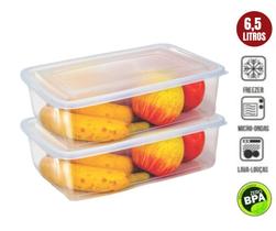 Kit 2 Caixas Organizadoras Potes Herméticos Jogo de Vasilhas Porta Mantimentos Geladeira Multiuso