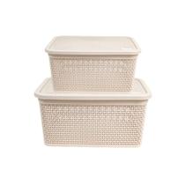Kit 2 Caixas Organizadoras Rattan 1 de 4 litros + 1 de 7,5 litros
