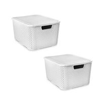 Kit 2 Caixas Organizadoras Rattan Cor Branca 15 Litros Arqplast Kit 2 Caixas Organizadoras Rattan Cor Branca 15 Litros Arqplast