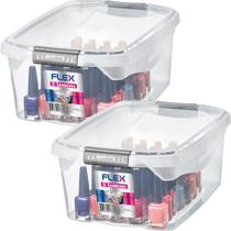 Kit 2 Caixas Organizadoras Tampa Travas 6L Guardar Esmalte