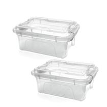 Kit 2 Caixas Organizadoras Translucida 3 Litros Com Trava Usual - Usual Utilidades