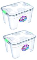 Kit 2 Caixas Organizadoras Transparente 20 Litros - Uninjet Kit 2 Caixas Organizadoras Transparente 20 Litros - Uninjet