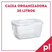 Kit 2 Caixas Organizadoras Transparente Multiuso com Trava 20 litros.