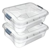 Kit 2 Caixas Organizadoras Transparentes Multiuso 17 Litros Kit 2 Caixas Organizadoras Transparentes Multiuso 17 Litros
