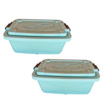 Kit 2 Caixas Plástica 34L Organizadora Verde Grande Tampa Trava Original Kit 2 Caixas Plástica 34L Organizadora Verde Grande Tampa Trava Original