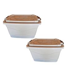 Kit 2 Caixas Plástica 50L Organizadora Bege Grande Tampa Trava Original Kit 2 Caixas Plástica 50L Organizadora Bege Grande Tampa Trava Original