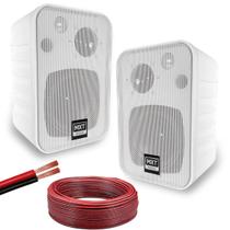 Kit 2 Caixas Som Ambiente Passivas 50w Branca + Fio Paralelo 100 Metros Branco