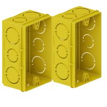 Kit 2 Caixinha Luz Elétrica De Embutir Retangular PVC Amarela Para Instalações Elétricas 2”x4 Tigre