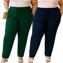 Kit 2 Calça Feminina Malha Viscolycra Lisa Soltinhas Plus