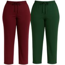 Kit 2 Calça Feminina Senhora Plus Cores Lisa Malha Visco lycra Soltinha Bolso Kit 2 Calça Feminina Senhora Plus Cores Lisa Malha Visco lycra Soltinha Bolso