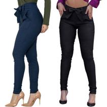 Kit 2 Calça Feminina Social Com Lycra Clochard Laço Amarra