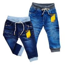 kit 2 calça jeans bebe menino com elastano Tam 0 a 4 meses