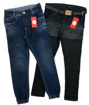 kit 2 calça jeans juvenil masculino infantil com laycra menino 10 12 14 e 16 anos