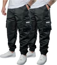 Kit 2 Calça Jogger Bolsos Cargo Corta Vento Masculina Skate