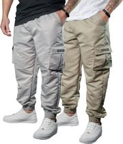 Kit 2 Calça Jogger Bolsos Cargo Corta Vento Masculina Skate Kit 2 Calça Jogger Bolsos Cargo Corta Vento Masculina Skate