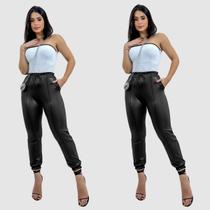 Kit 2 Calça Jogger Feminina Cintura Alta Com Cordão Cirrê