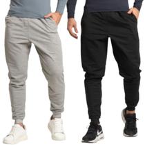 KIT 2 Calça Jogger Moletom Flanelado Vekyo Roupa Para Inverno Moda Casual Masculina