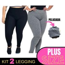 Kit 2 Calça Leg Plus Size Flanelada Adulto Forrada Peluciada