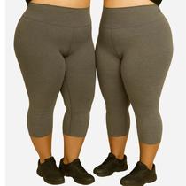 Kit 2 Calça Legging Capri Corsário Plus Size Academia Suplex Poliester GG ao G4