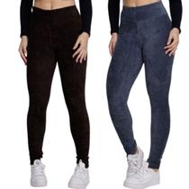 KIT 2 Calça Legging Cotelê Veludo Bella Fiore Grossa Cós Alto Inverno Cintura Alta Moda Casual