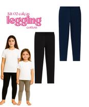 Kit 2 Calça Legging Cotton Infantil Juvenil Menina Cores básicas Lisas Roupa Feminina Verão 4-16