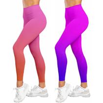 Kit 2 Calça Legging Degrade Cós Alto Fitness Feminina Caminhada Academia Pilates Funcional Dia a dia