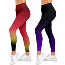 Kit 2 Calça Legging Feminina Academia Grossa sem tranaparencia Cós alto