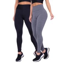 Kit 2 calça legging feminina modelo Fitness Cintura Alta Modeladora