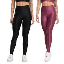 KIT 2 Calça Legging Fitness Esmeralda Bella Fiore Roupa Para Academia Treino Feminina Musculação Tamanho:GCor:Preto+Rox