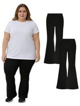 Kit 2 Calça Legging Flare Bailarina Feminina Plus Size Preta Cor:PretoTamanho:G2 Kit 2 Calça Legging Flare Bailarina Feminina Plus Size Preta Cor:PretoTamanho:G2