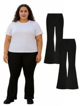 Kit 2 Calça Legging Flare Bailarina Feminina Plus Size Preta Cor:PretoTamanho:G3