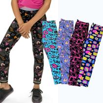 Kit 2 Calça Legging Infantil Menina Estampada Legue Cotton Sortido Leg do Tam 01 ao 14 Super Confortável!
