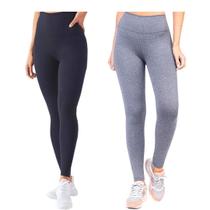 Kit 2 Calça Legging Leg Feminina Academia Lisa Preta Cinza Cós alto Empina Bumbum Sem transparencia