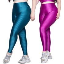 KIT 2 Calça Legging Plus Size New Zig 3D Bella Fiore Poliamida Cós Alto Academia Moda Fitness