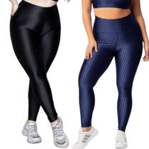 KIT 2 Calça Legging Plus Size New Zig 3D WLS Modas Poliamida Cós Alto Academia Moda Fitness