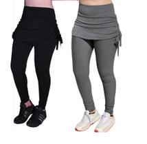 Kit 2 Calça Legging Suplex Saia Tapa Bumbum Cintura Alta Fitness Com Sainha Kit 2 Calça Legging Suplex Saia Tapa Bumbum Cintura Alta Fitness Com Sainha