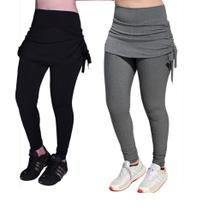 Kit 2 Calça Legging Suplex Saia Tapa Bumbum Cintura Alta Fitness Com Sainha - JinkingStore