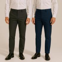 Kit 2 Calça Masculina De Sarja Social Slim Skinny Elastano