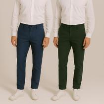 Kit 2 Calça Masculina De Sarja Social Slim Skinny Elastano