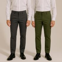 Kit 2 Calça Masculina De Sarja Social Slim Skinny Elastano