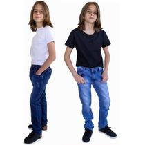 Kit 2 Calça Masculina Infanto Juvenil Tradicional Jeans Com Licra 5