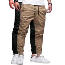 Kit 2 Calça Masculina Jeans Jogger Punho Sarja Camuflada Premium Pronta Entrega