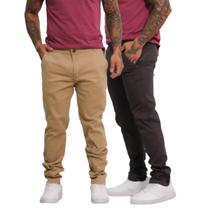 Kit 2 Calça Masculina Jeans Jogger Punho Sarja Camuflada Premium Pronta Entrega