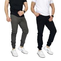 Kit 2 calca masculina jogger sarja jeans chumbo preto basica