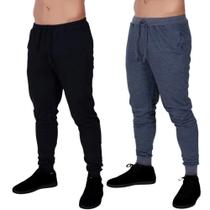 Kit 2 Calça Moletom Com Bolso Slim Jogger Masculina Lisa Básica Casual Estilosa Conforto Corrida Adulto