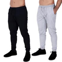 Kit 2 Calça Moletom Com Bolso Slim Jogger Masculina Lisa Básica Casual Estilosa Conforto Corrida Adulto Kit 2 Calça Moletom Com Bolso Slim Jogger Masculina Lisa Básica Casual Estilosa Conforto Corrida Adulto