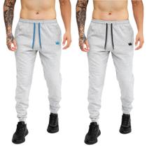 kit 2 Calça Moletom Com Bolsos Cintura Com Elástico Coroa e Cordão